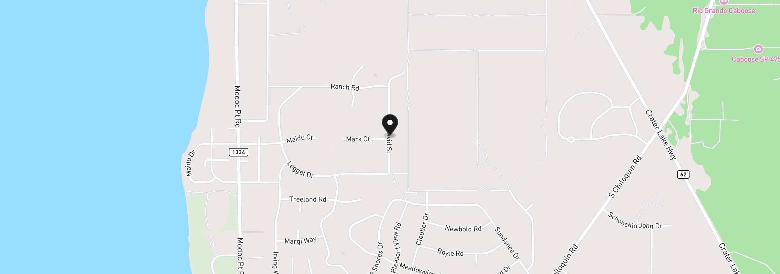 Map showing the location of David Street 1, Chiloquin, OR 97624