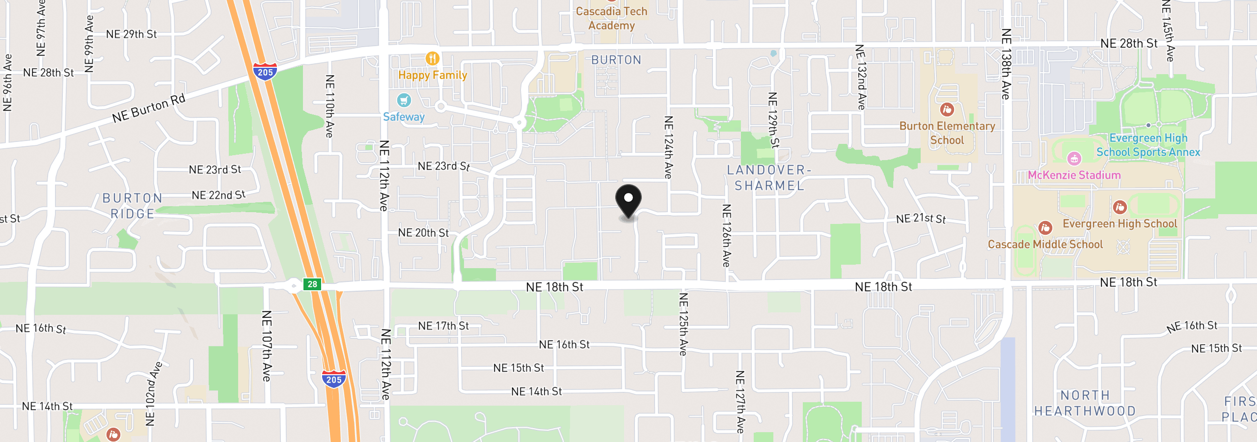 Map showing the location of 2016 NE 123rd Ave, Vancouver, Wa 98684