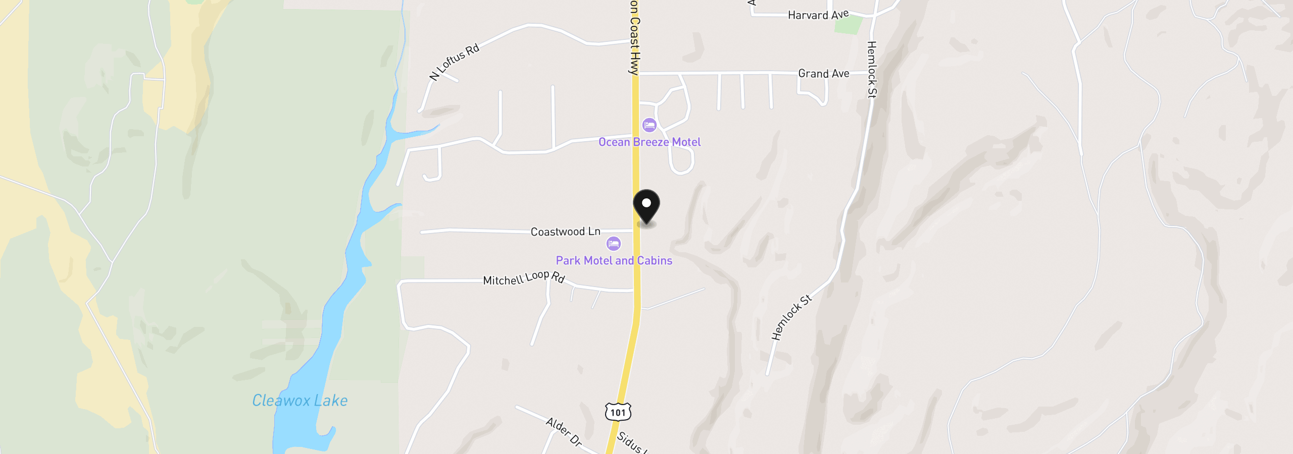 Map showing the location of 85049 Highway 101, Florence, OR 97439