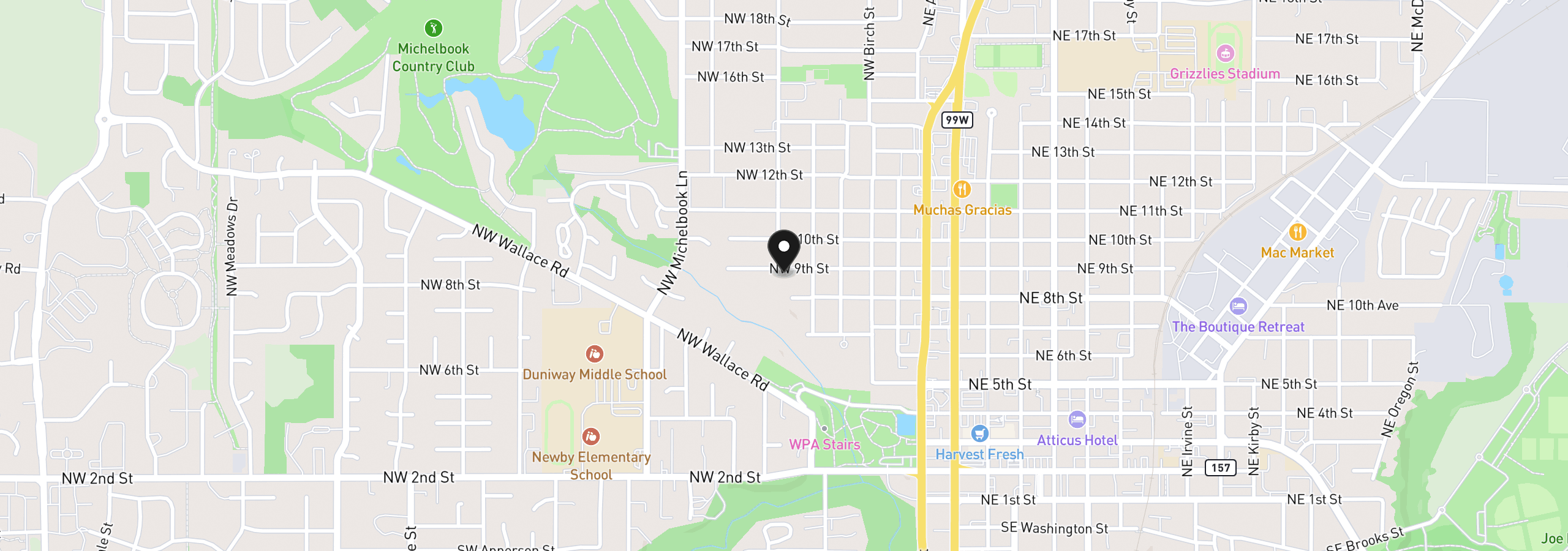 Map showing the location of 540 NW 9th St, McMinnville, OR 97128