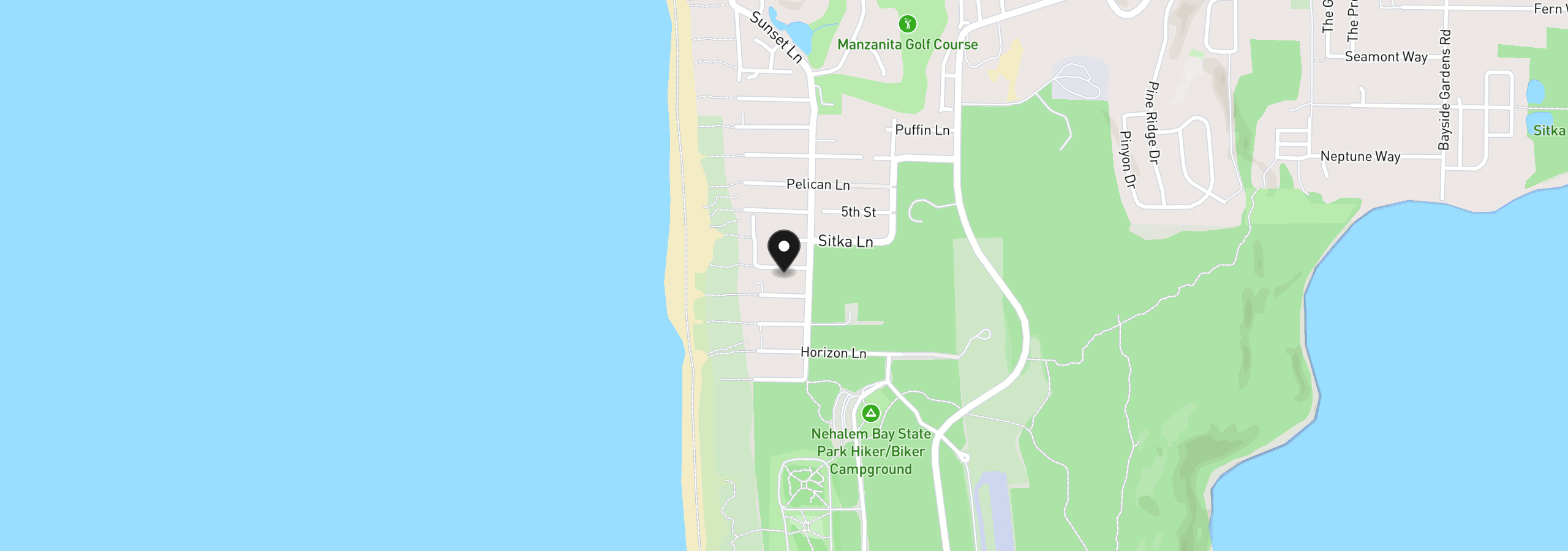 Map showing the location of 8905 Ocean Crest Ln, Manzanita, OR 97130