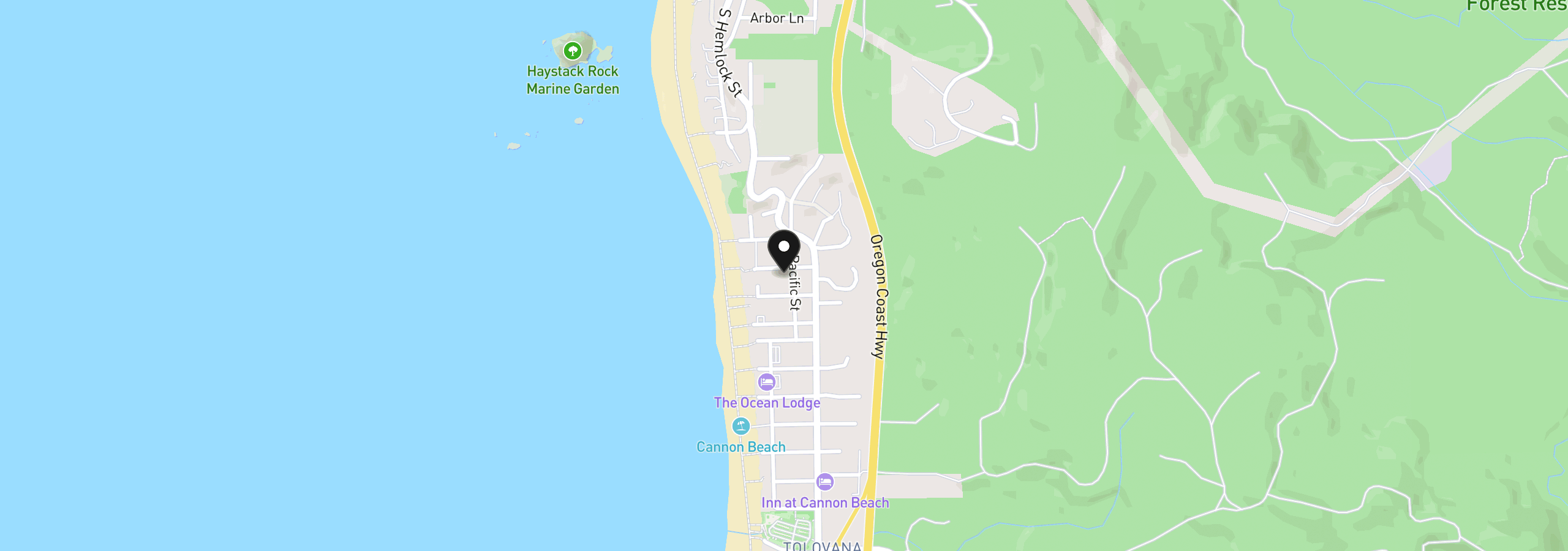 Map showing the location of 231 W Gulcana Ave, Cannon Beach, OR 97110