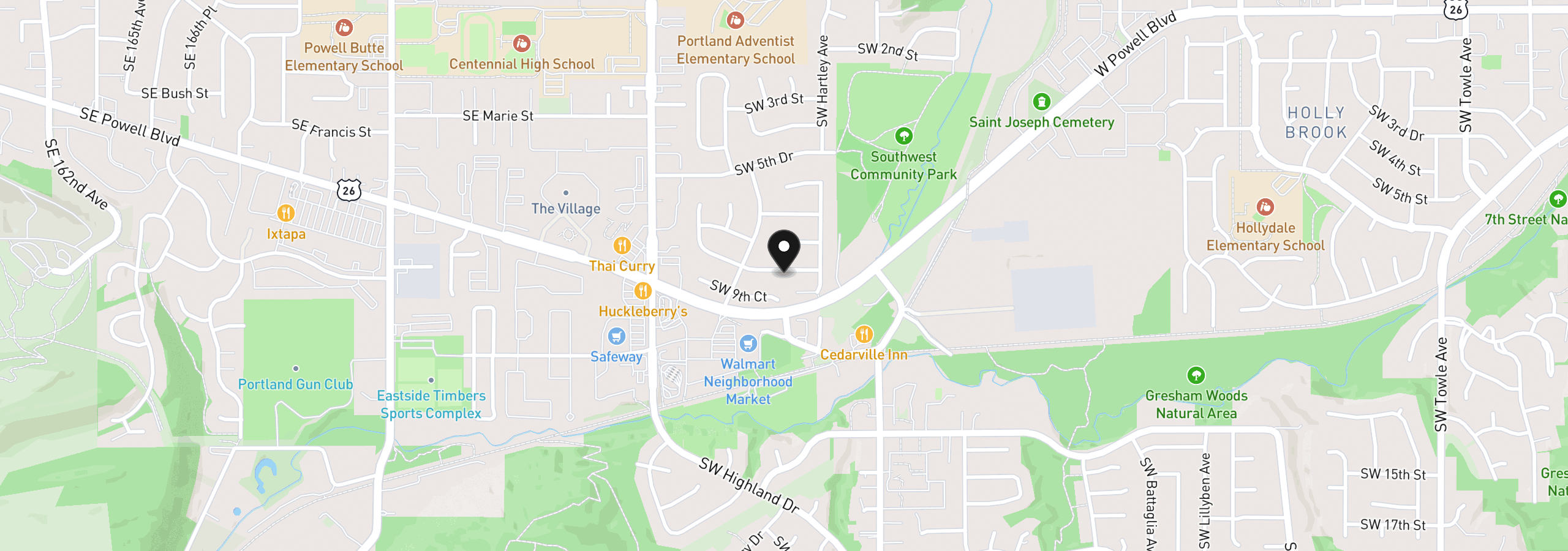 Map showing the location of 3848 SW 8th St, Gresham, OR 97030