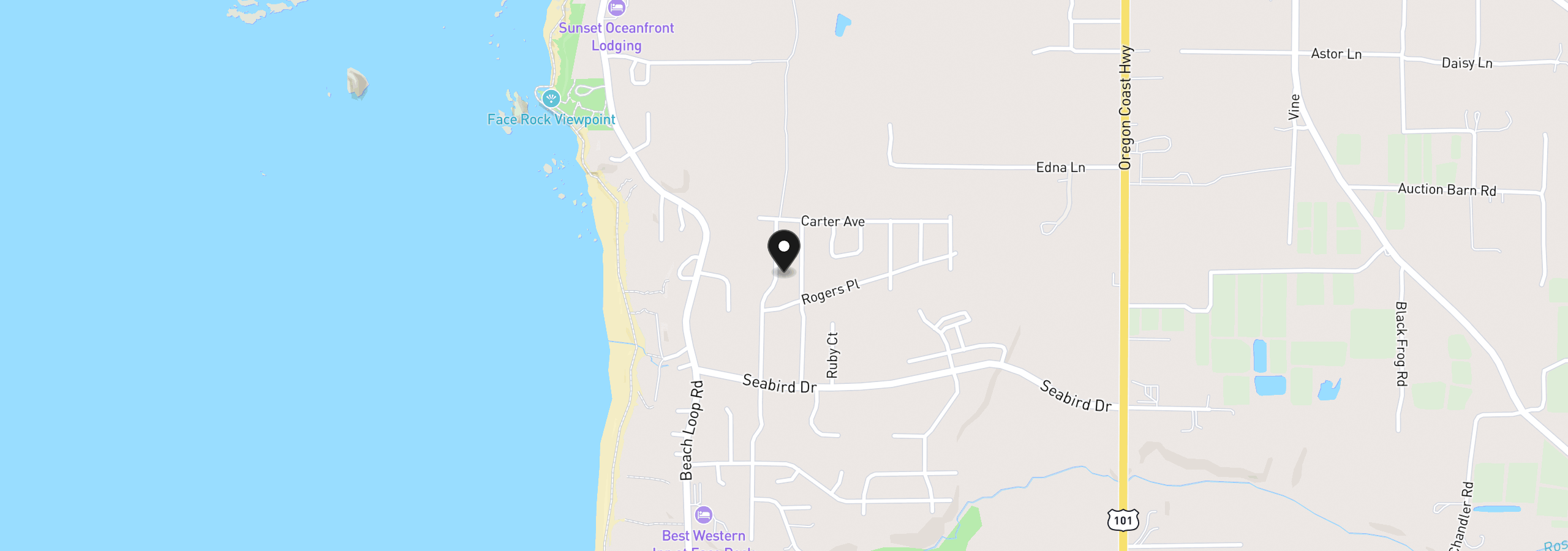 Map showing the location of 2710 Lincoln Ave SW 200, Bandon, OR 97411