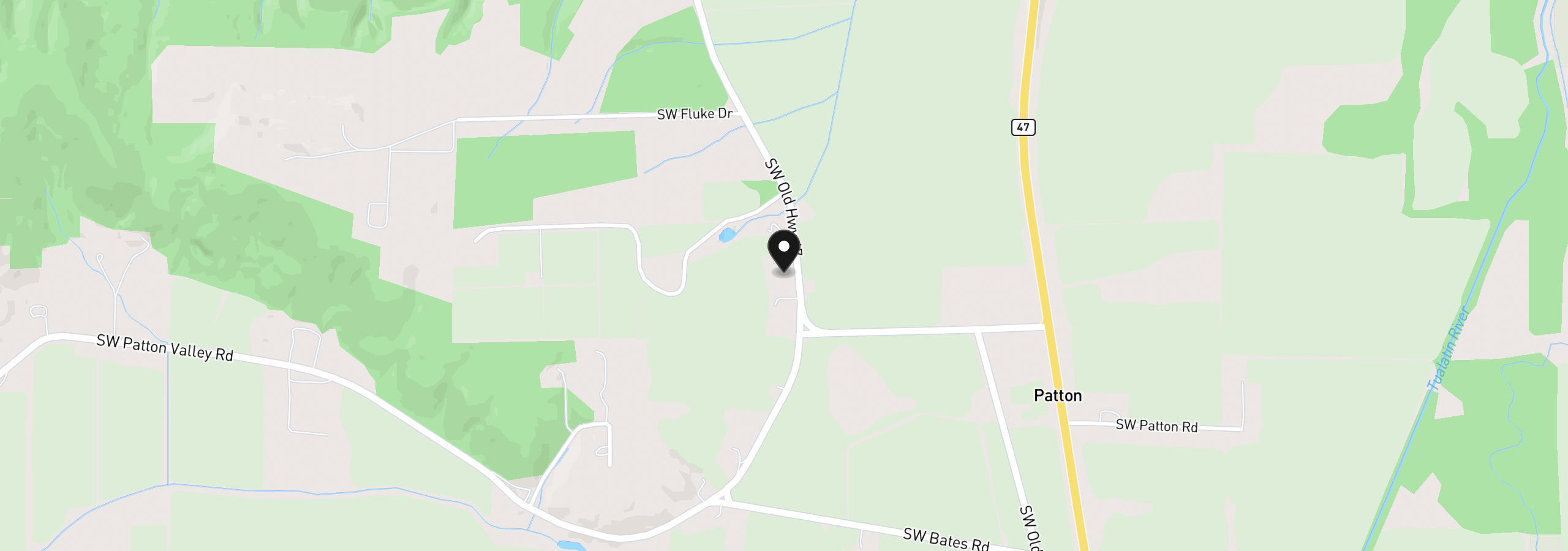 Map showing the location of 9803 SW Old Highway 47, Gaston, OR 97119