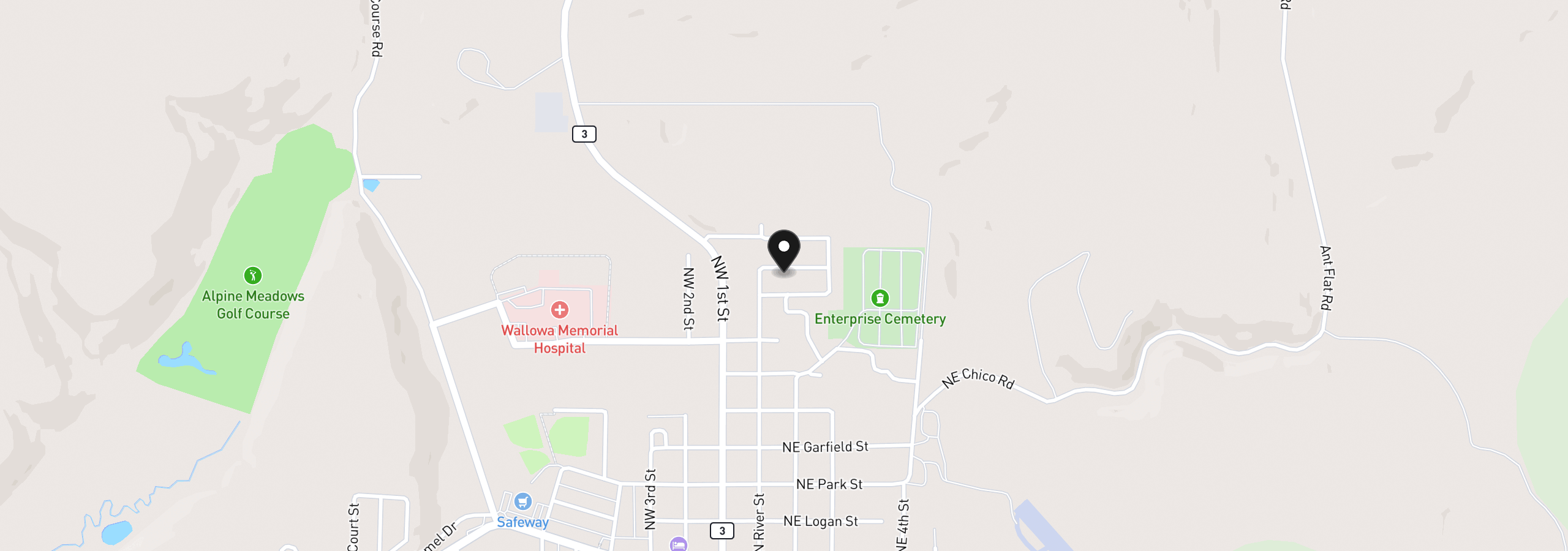 Map showing the location of 104 Hyland Dr, Enterprise, OR 97828