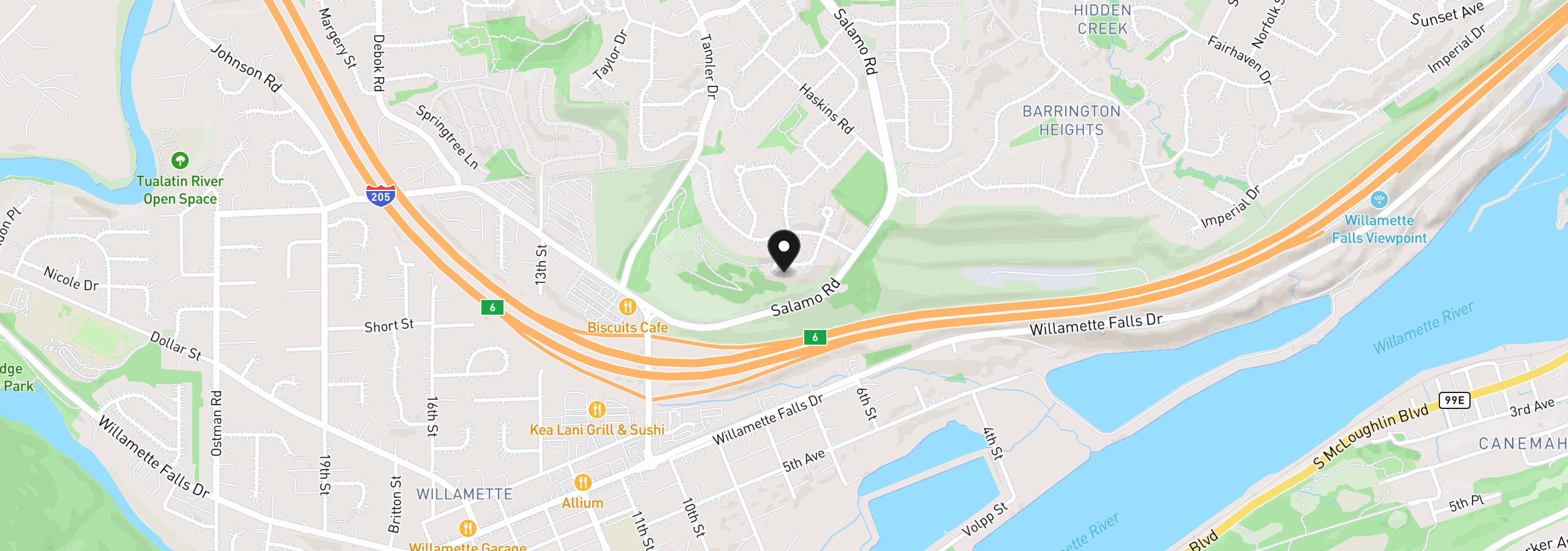 Map showing the location of 1970 Hall St, West Linn, OR 97068