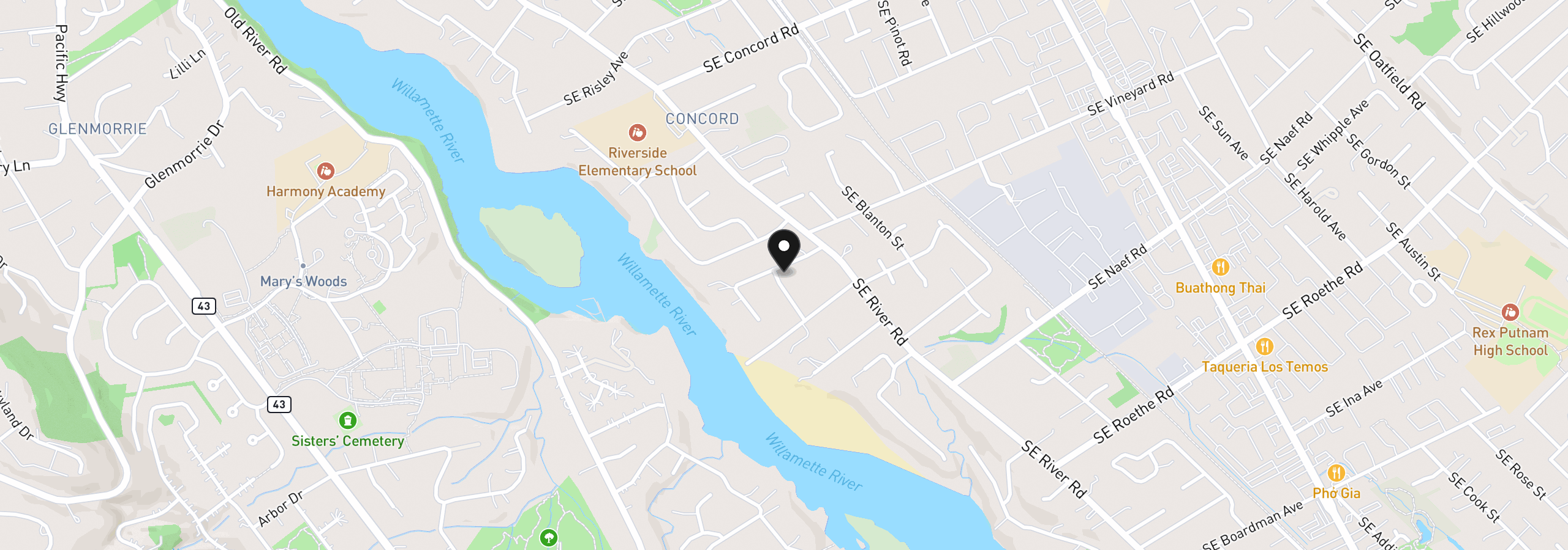 Map showing the location of 17014 SE Wiley Way 3, Milwaukie, OR 97267