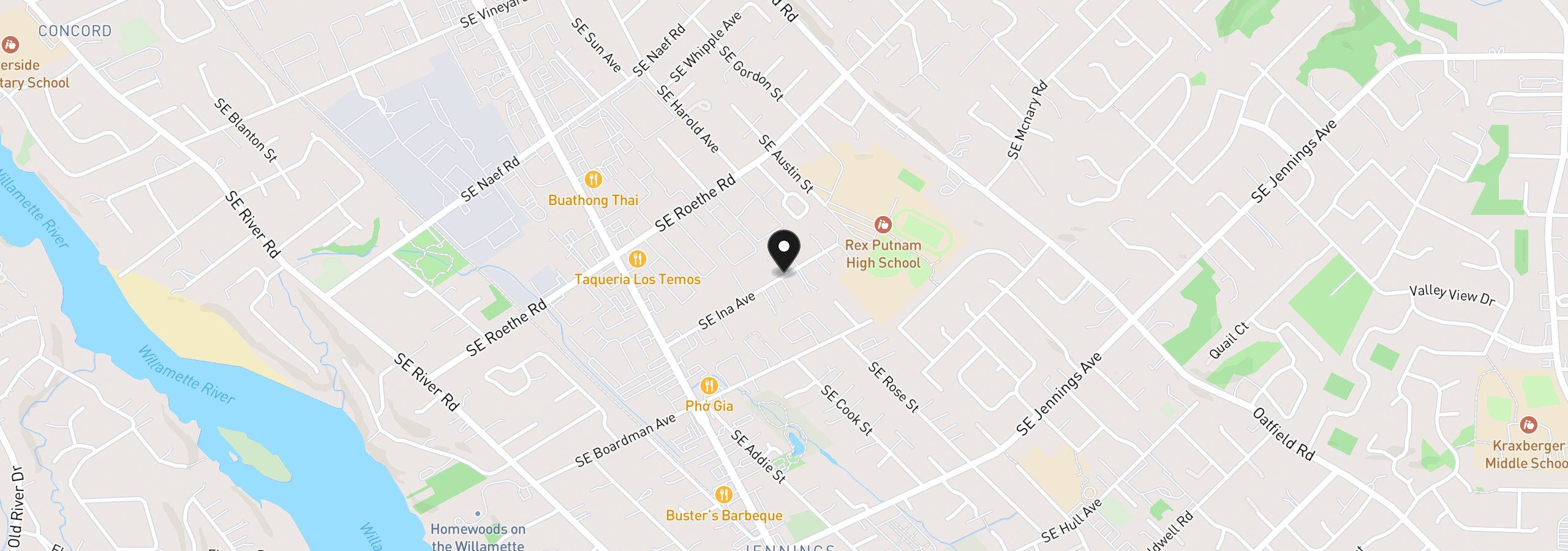 Map showing the location of 4807 SE Ina Ave, Milwaukie, OR 97267