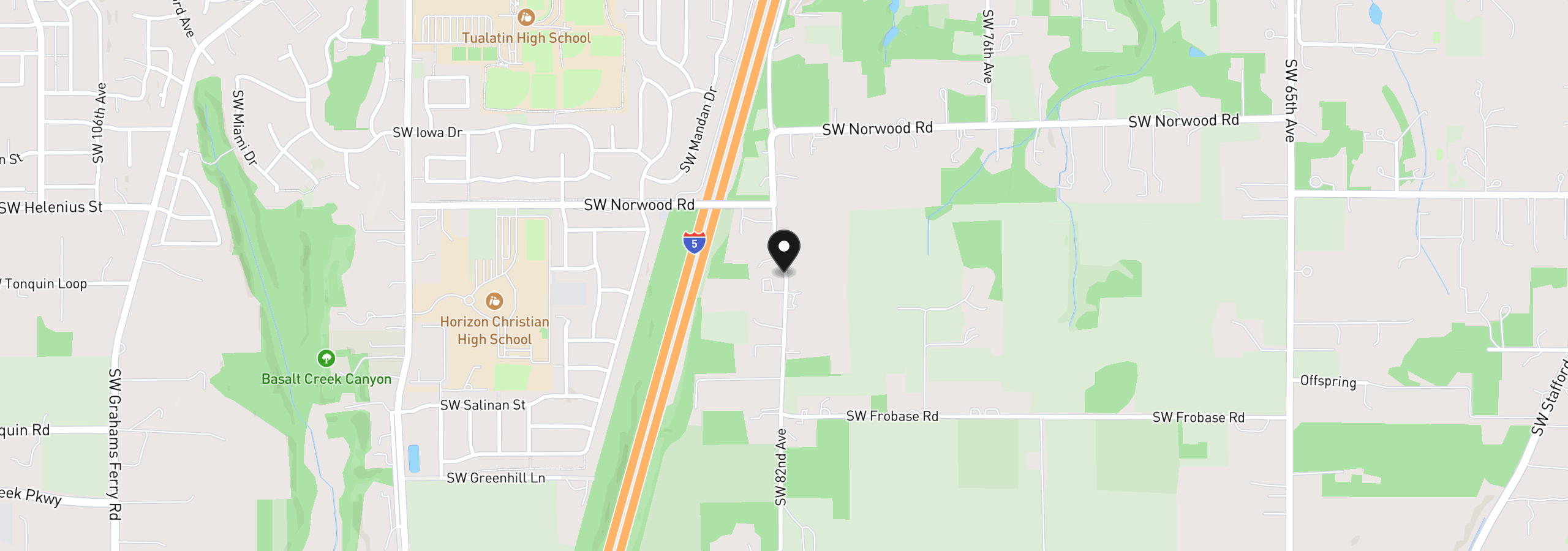 Map showing the location of 23241 SW Darby Ave, Tualatin, OR 97062