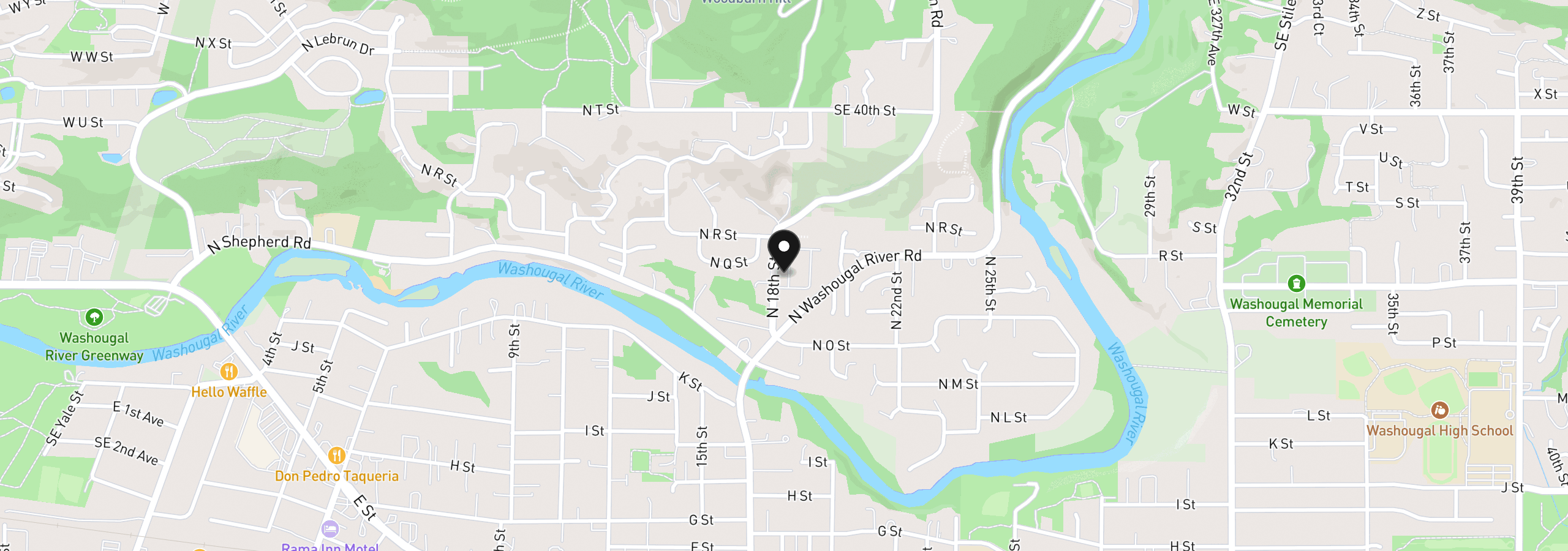 Map showing the location of 1660 N 18th St 42, Washougal, Wa 98671