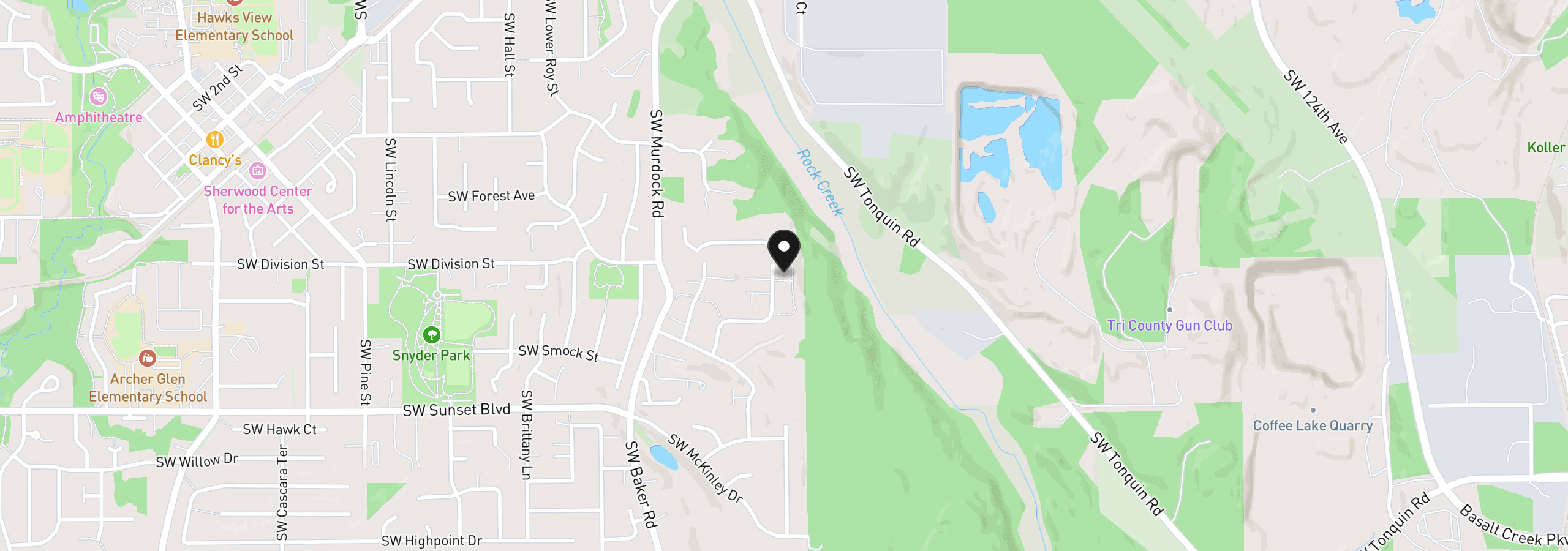 Map showing the location of 23038 SW Curry Ridge Dr, Sherwood, OR 97140