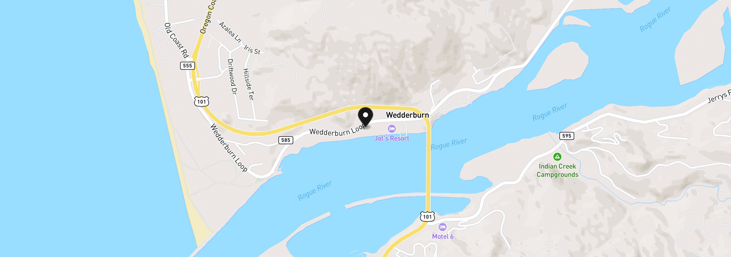 Map showing the location of 94304 Wedderburn Loop 428, Gold Beach, OR 97444