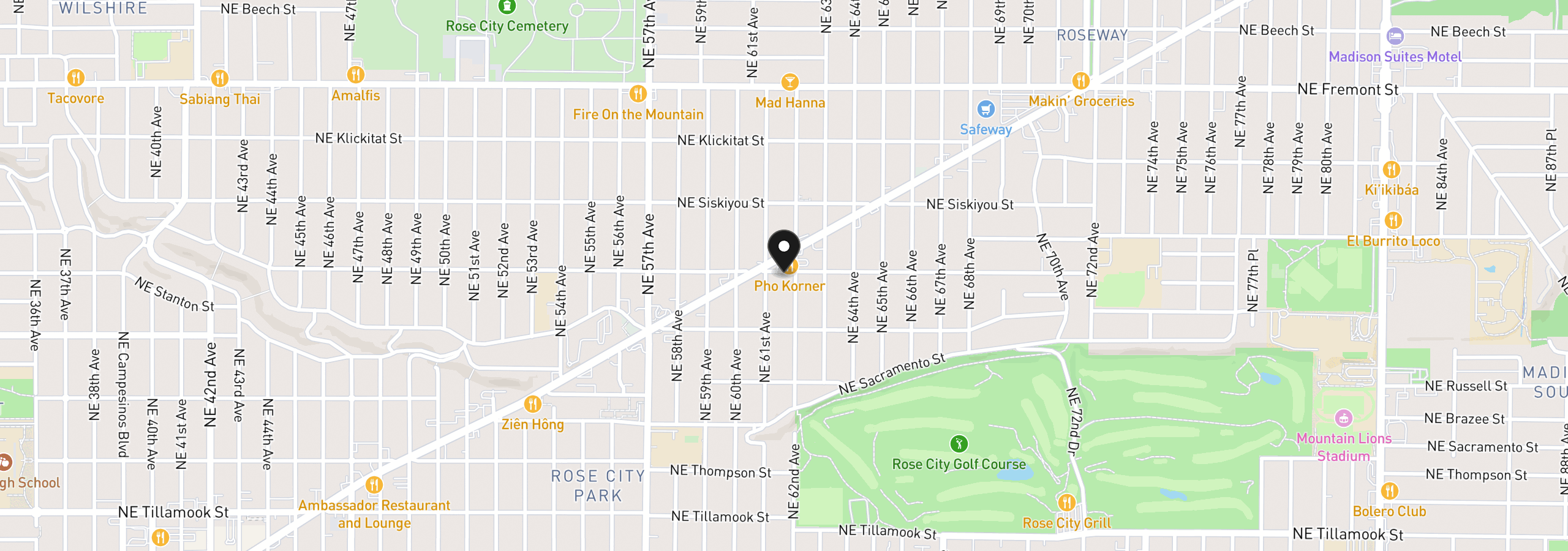 Map showing the location of 6174 NE Stanton St, Portland, OR 97213