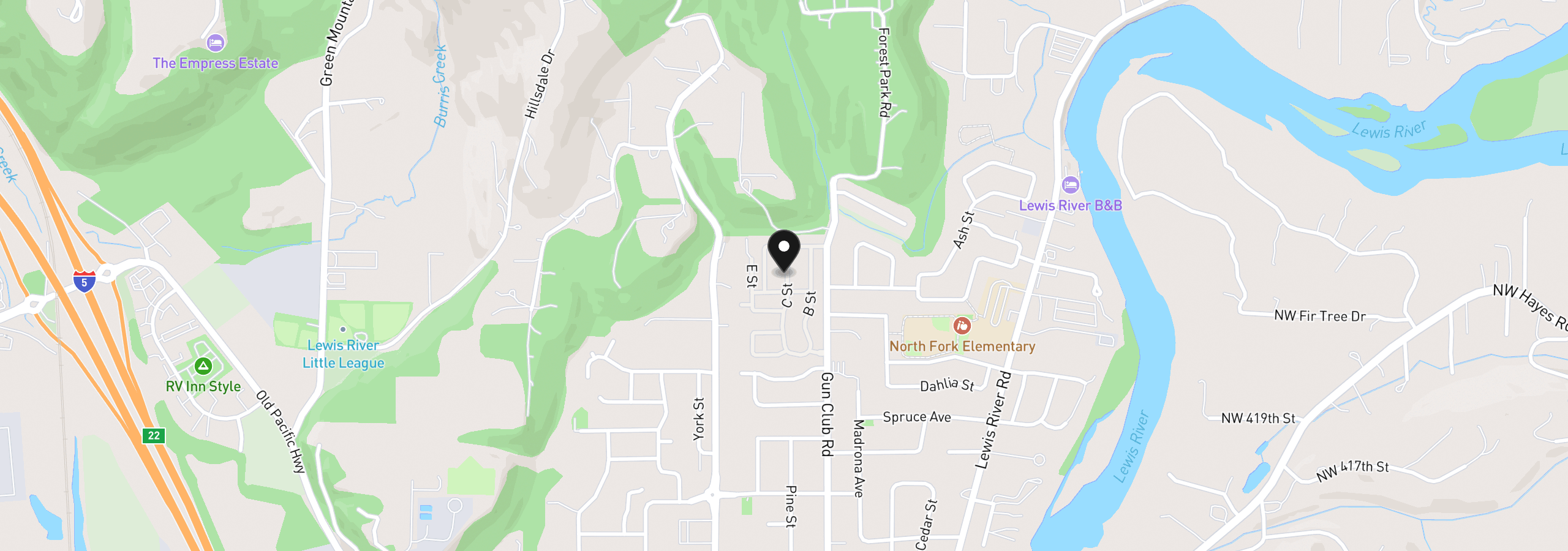 Map showing the location of 369 Gun Club Rd, Woodland, Wa 98674