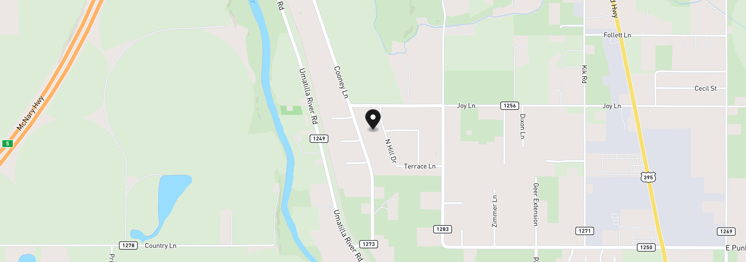 Map showing the location of 80554 N Hill Dr, Hermiston, OR 97838