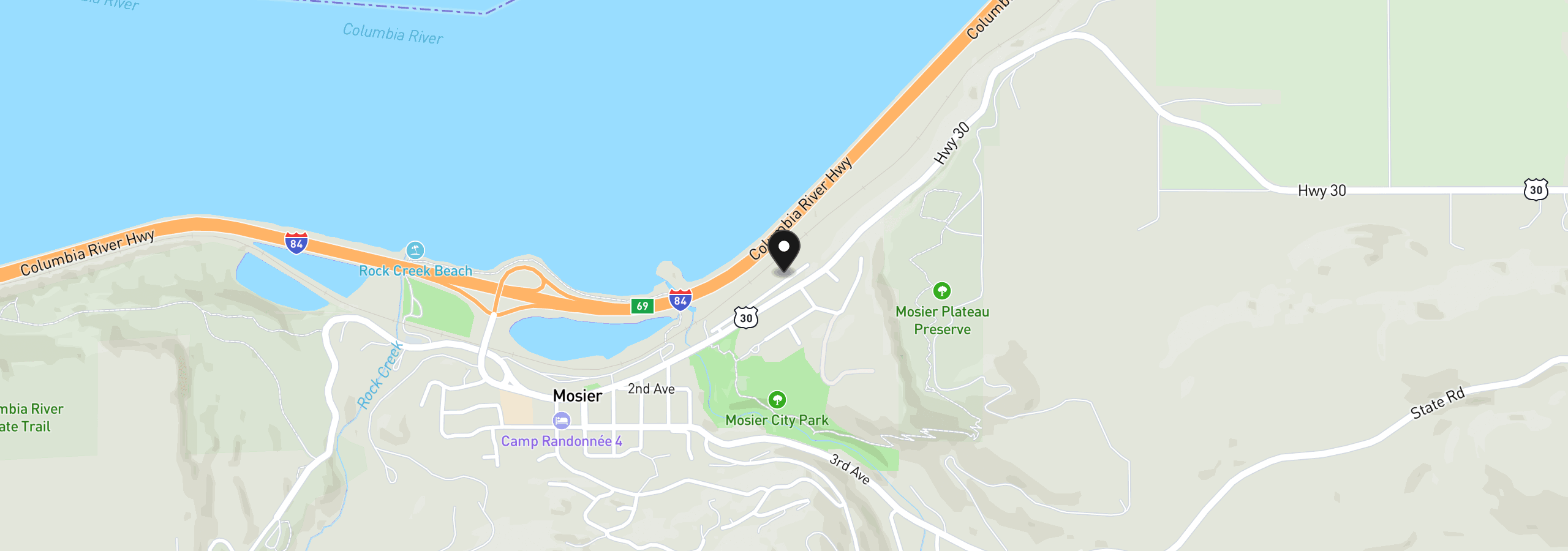 Map showing the location of 27 Mosier Creek Pl, Mosier, OR 97040