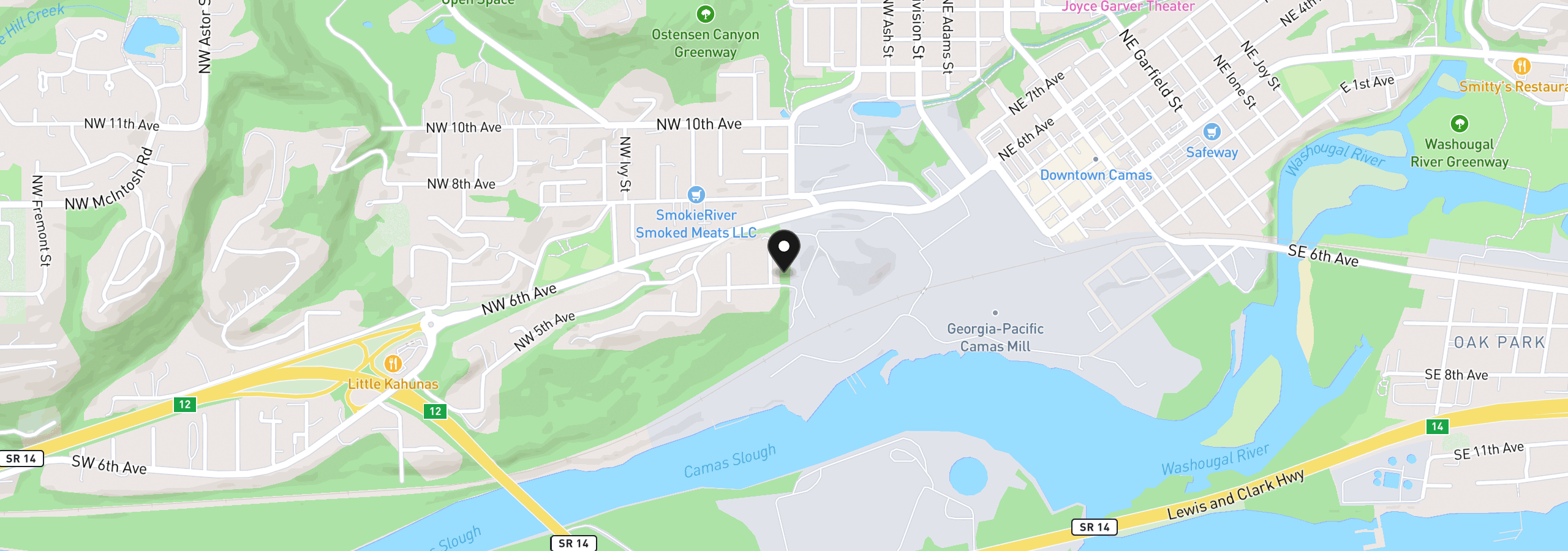 Map showing the location of 512 NW Elm St, Camas, Wa 98607