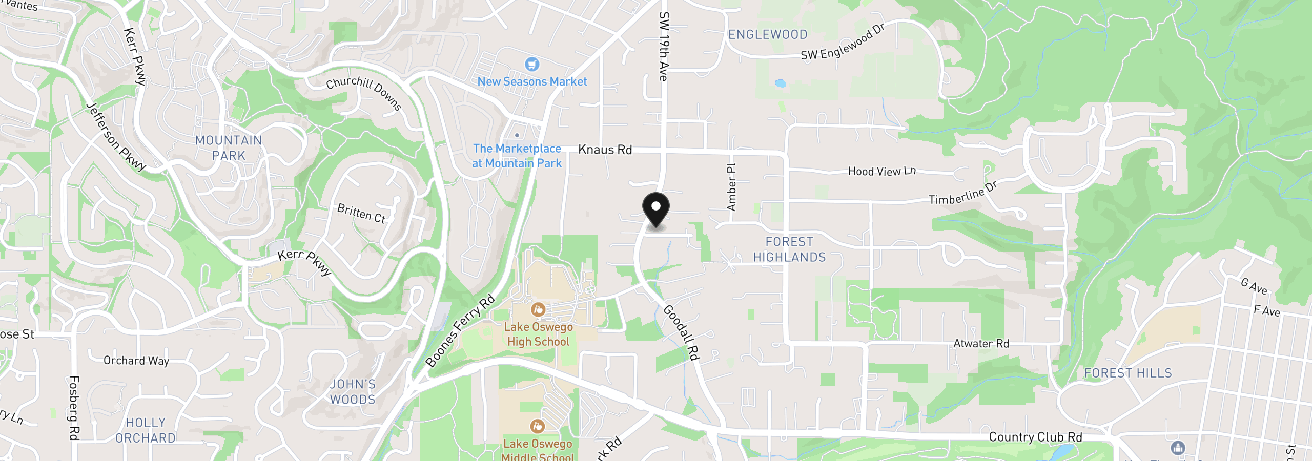 Map showing the location of 13558 Goodall Rd 1, Lake Oswego, OR 97034