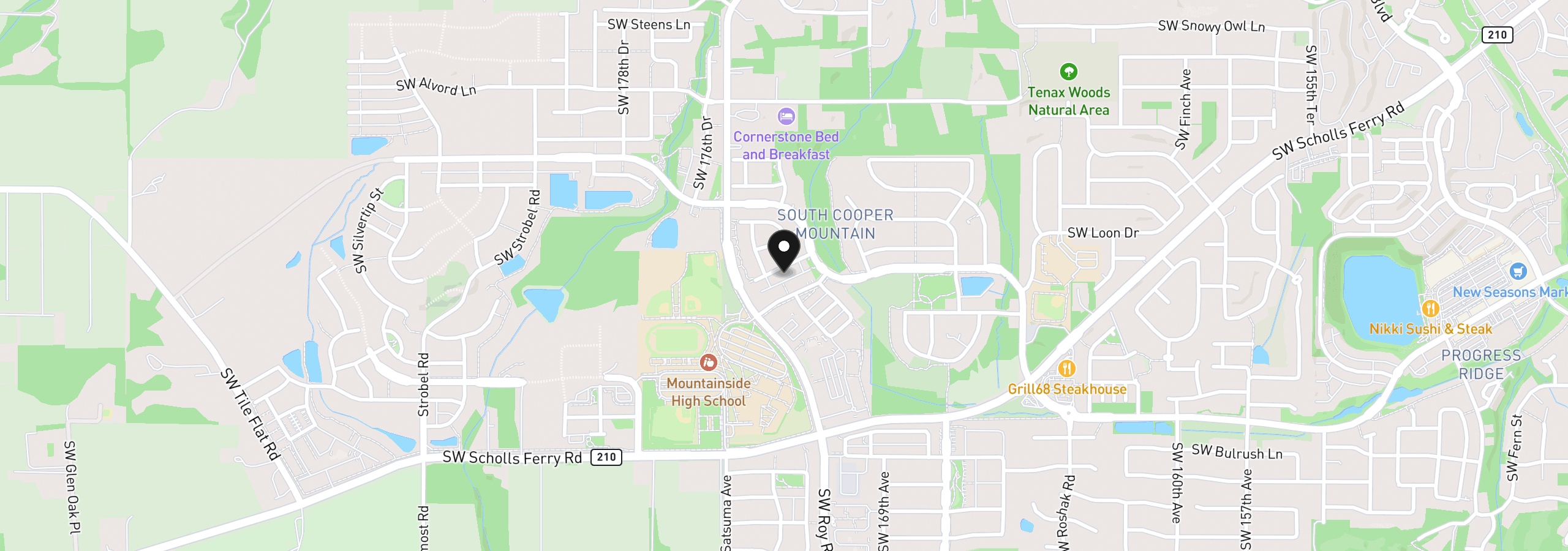 Map showing the location of 17302 SW Kite Ln, Beaverton, OR 97007