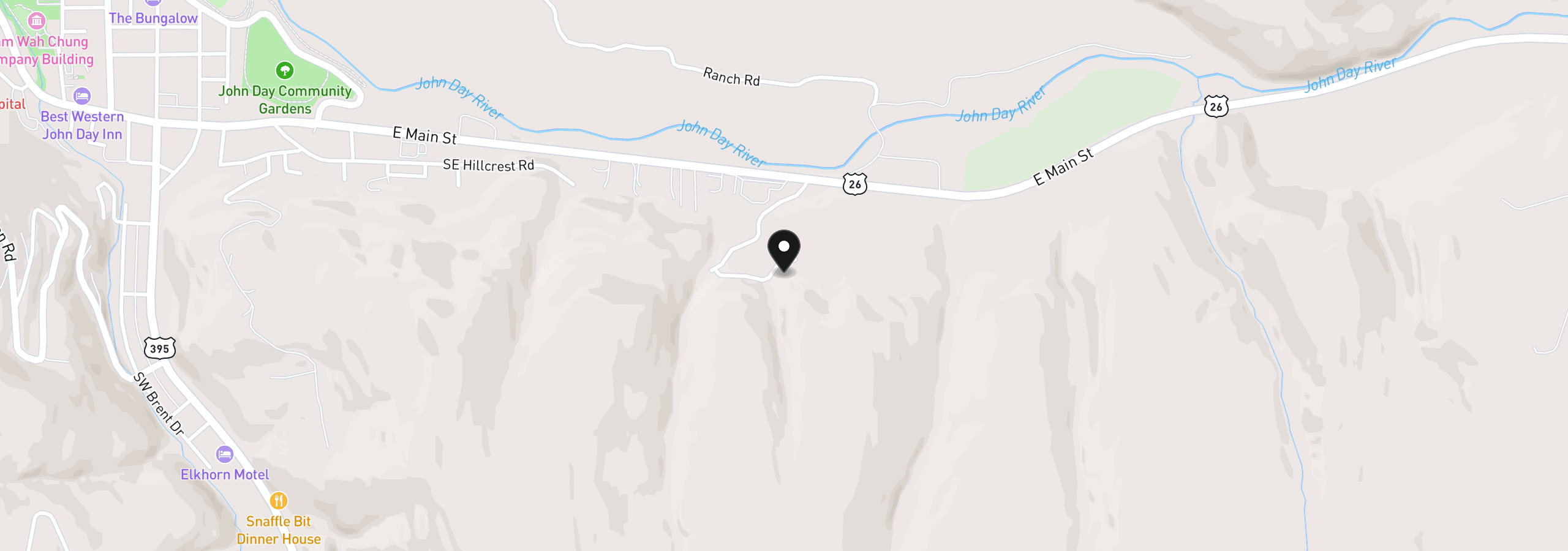 Map showing the location of 160 SE Lupine Ln, John Day, OR 97845