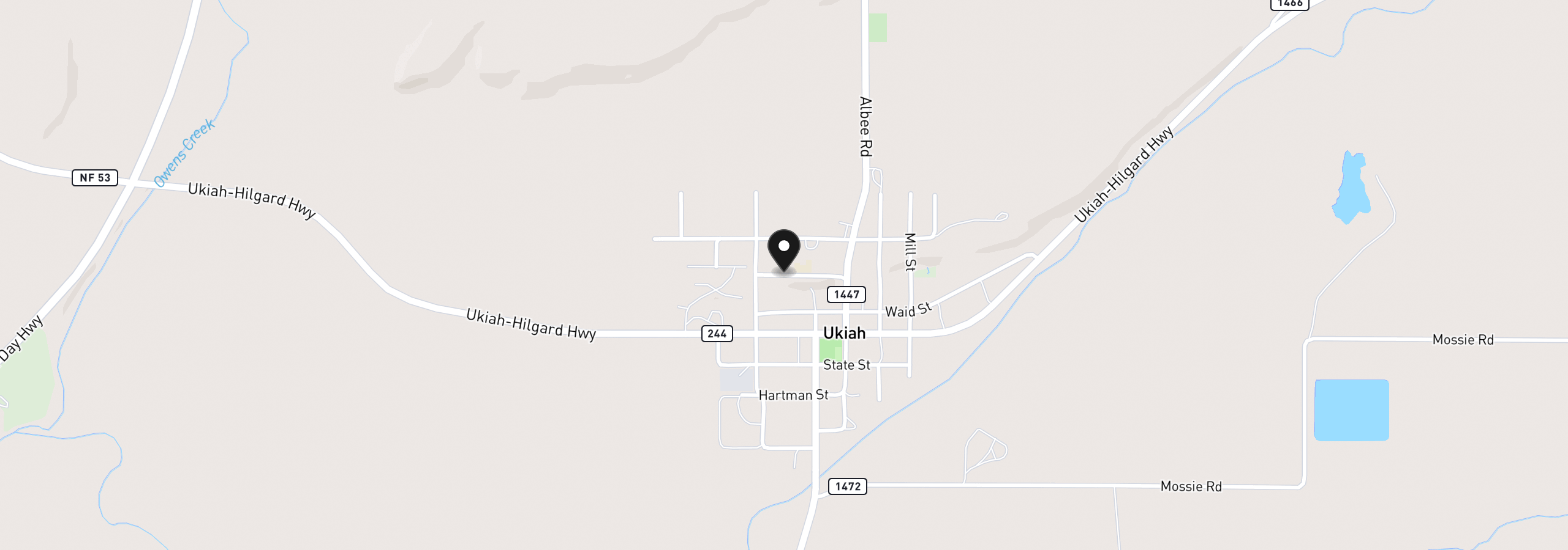 Map showing the location of 202 E Despain St, Ukiah, OR 97880