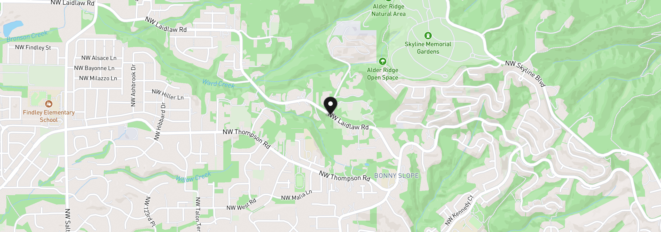 Map showing the location of 10786 NW Laidlaw Rd, Portland, OR 97229