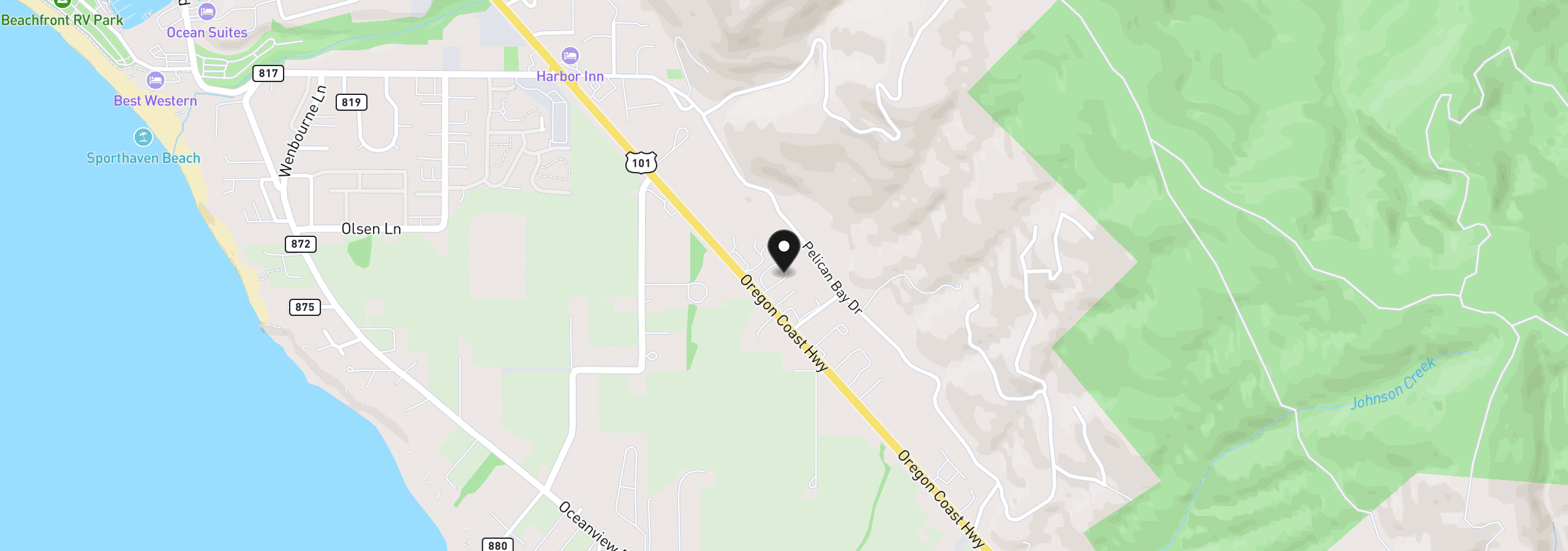 Map showing the location of 15765 Highway 101s 14, Brookings, OR 97415