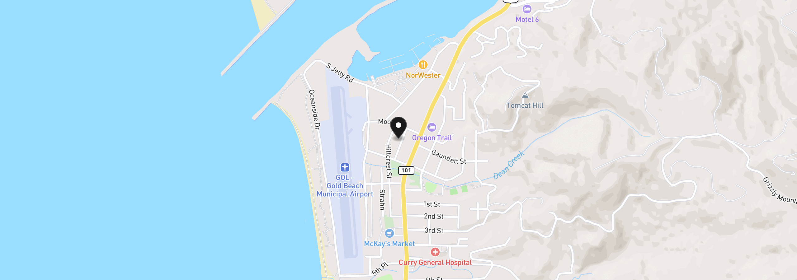 Map showing the location of 29820 Mary St, Gold Beach, OR 97444