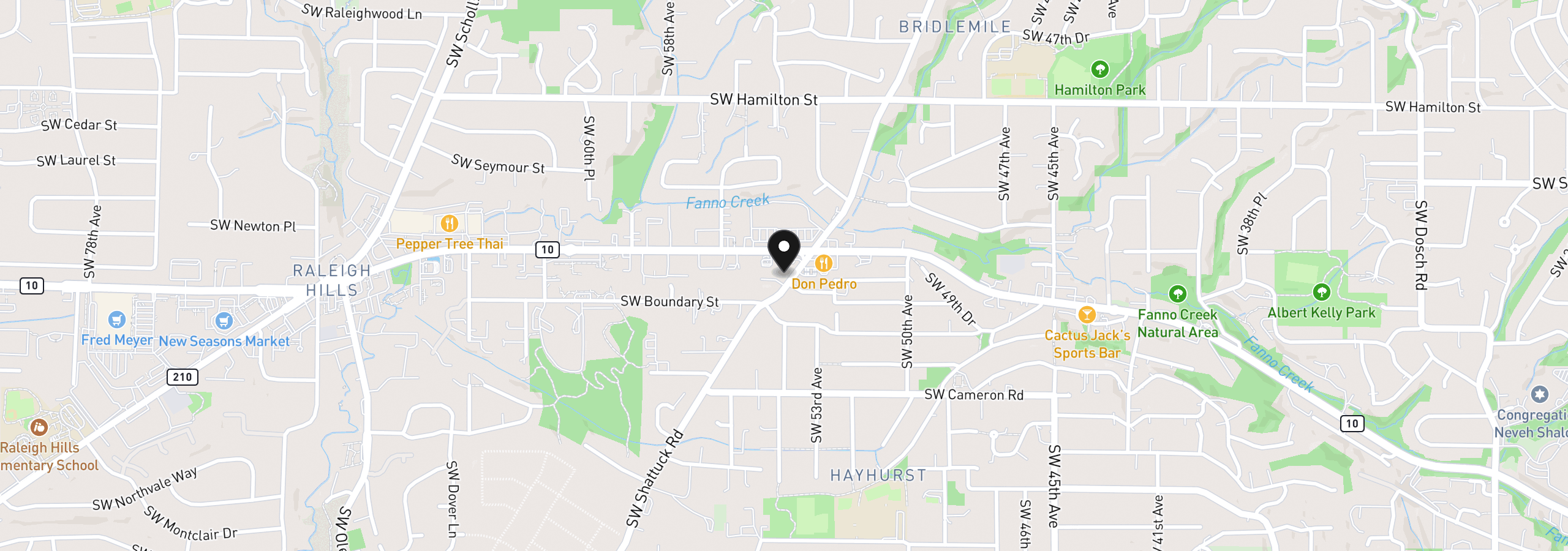 Map showing the location of 5117 SW Shattuck Rd, Portland, OR 97221