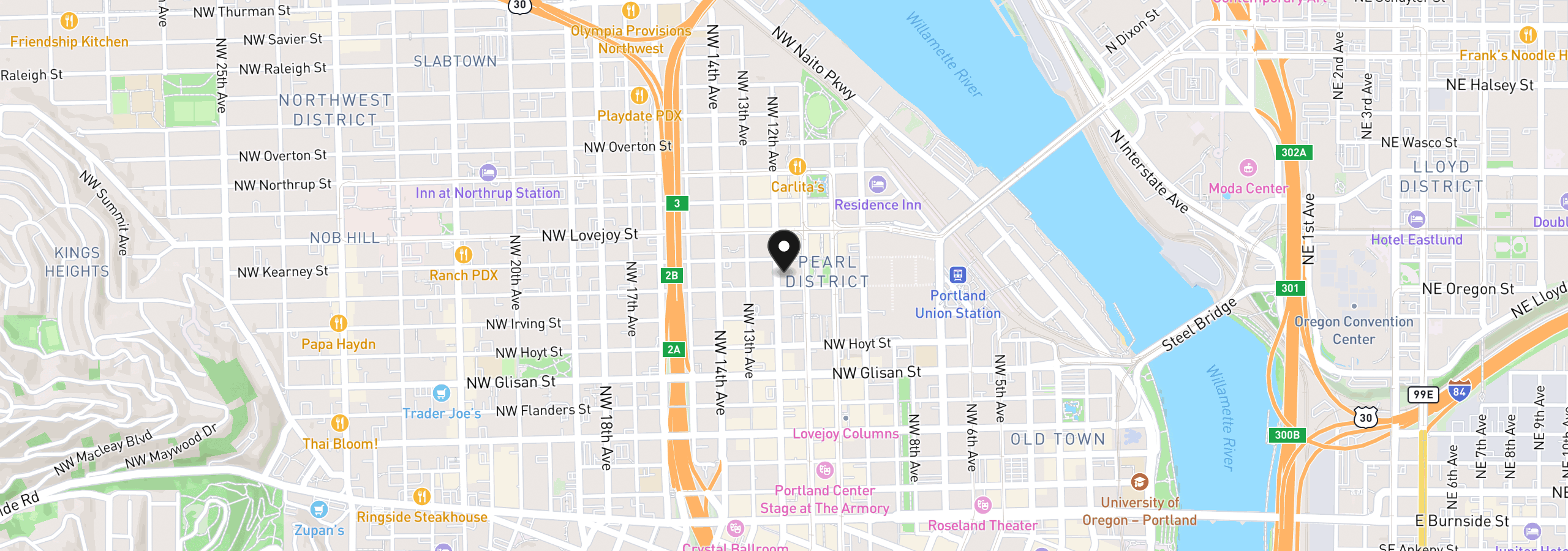 Map showing the location of 820 NW 12th Ave 110, Portland, OR 97209