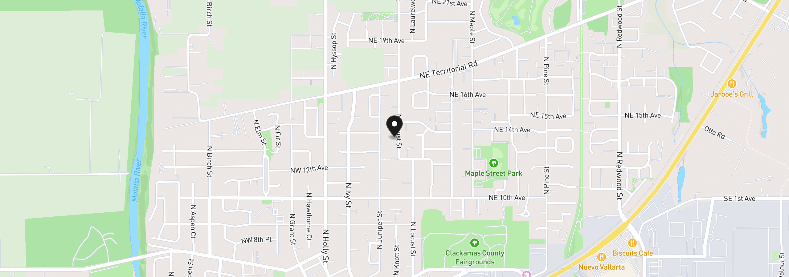 Map showing the location of 1315 N Locust St, Canby, OR 97013