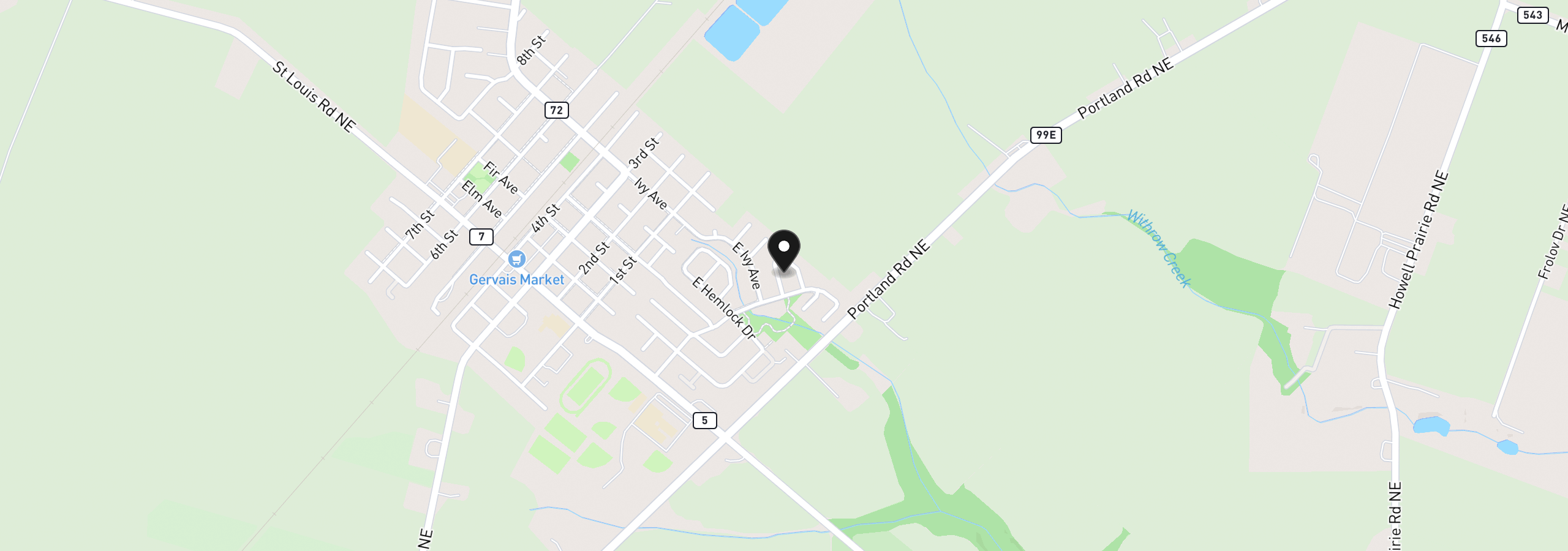 Map showing the location of 930 Mahan Loop, Gervais, OR 97026
