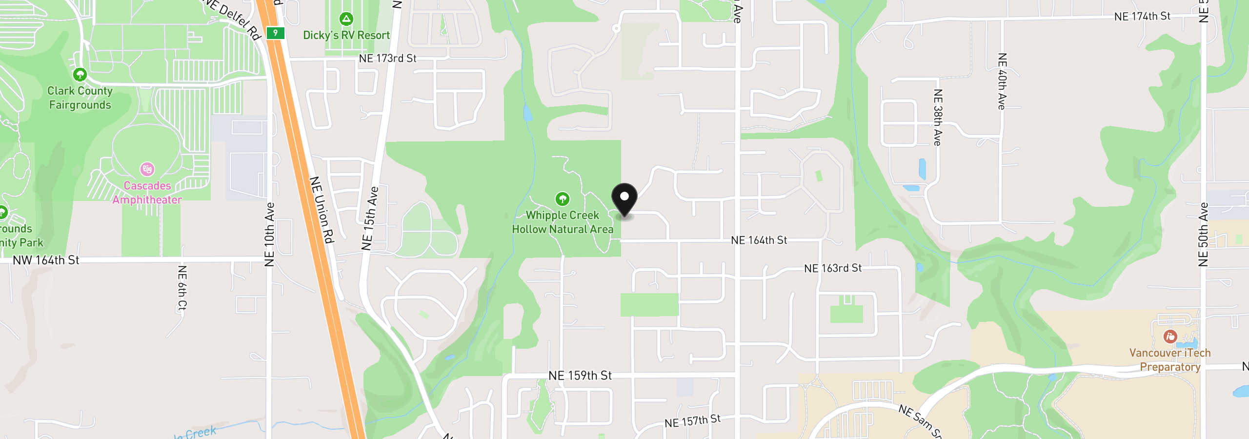 Map showing the location of 2407 NE 165th St, Ridgefield, Wa 98642