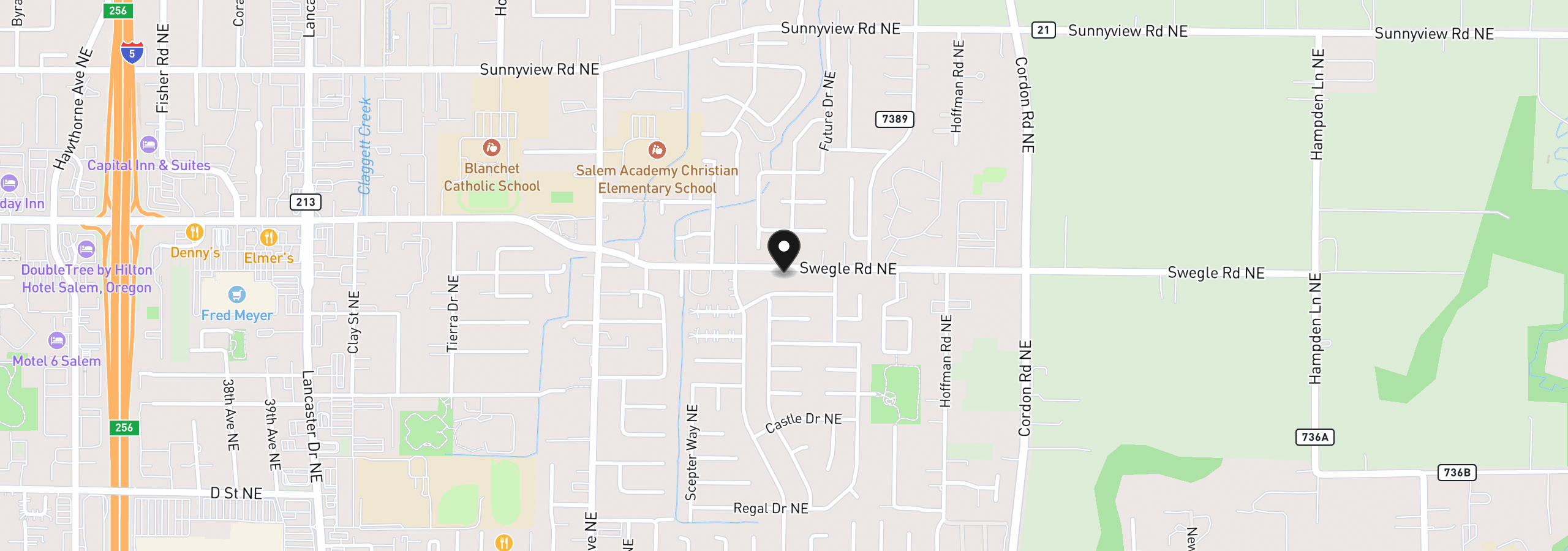 Map showing the location of 4722 Swegle Rd, Salem, OR 97301