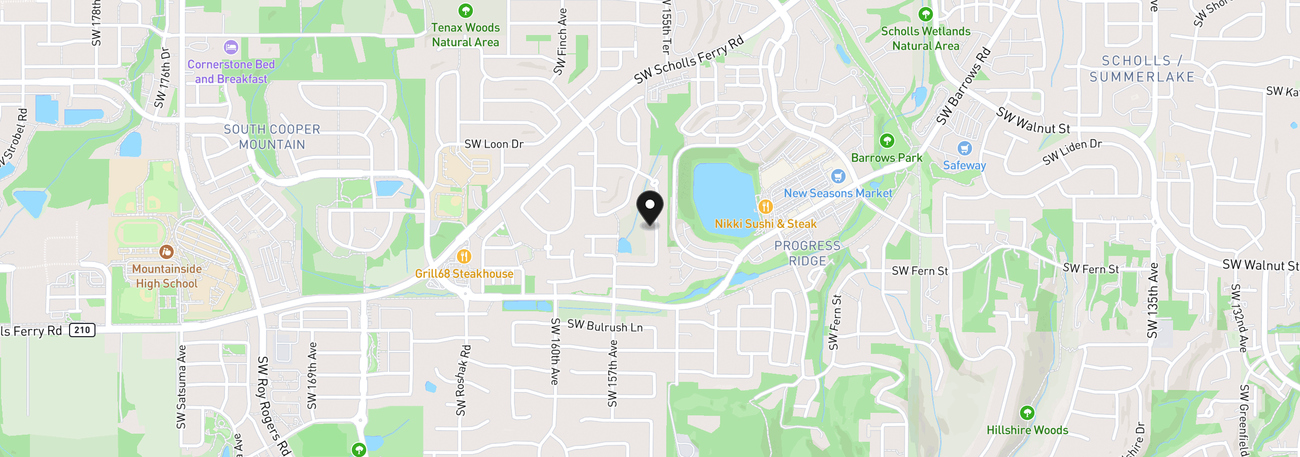 Map showing the location of 12625 SW Harlequin Dr, Beaverton, OR 97007