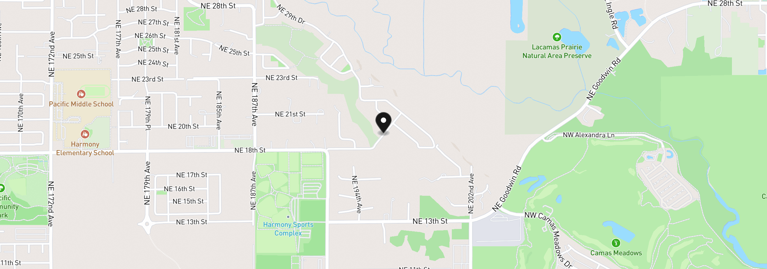 Map showing the location of 1823 NE 196th Ave, Vancouver, Wa 98684