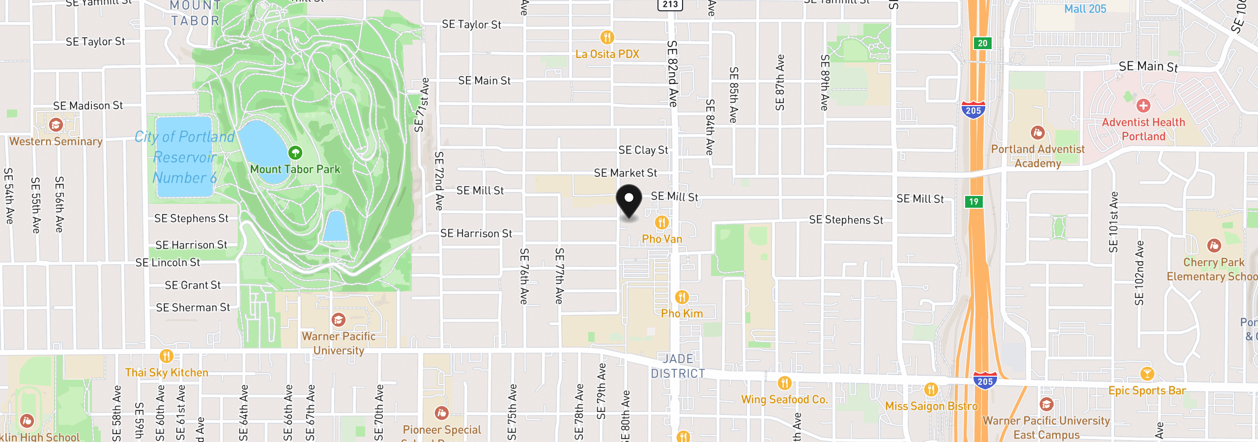 Map showing the location of 1902 SE 80th Ave, Portland, OR 97215