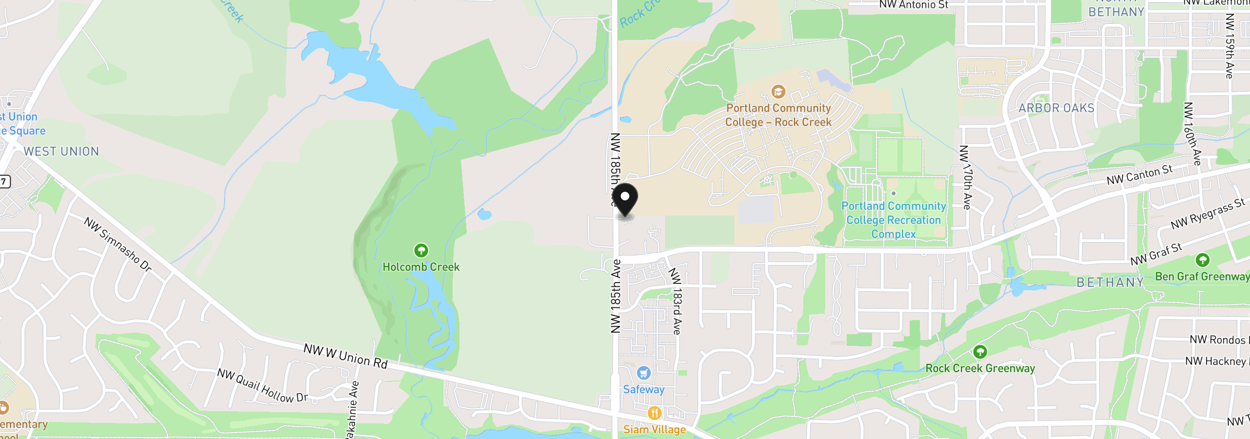 Map showing the location of 6130 NW 185th Ave, Portland, OR 97229
