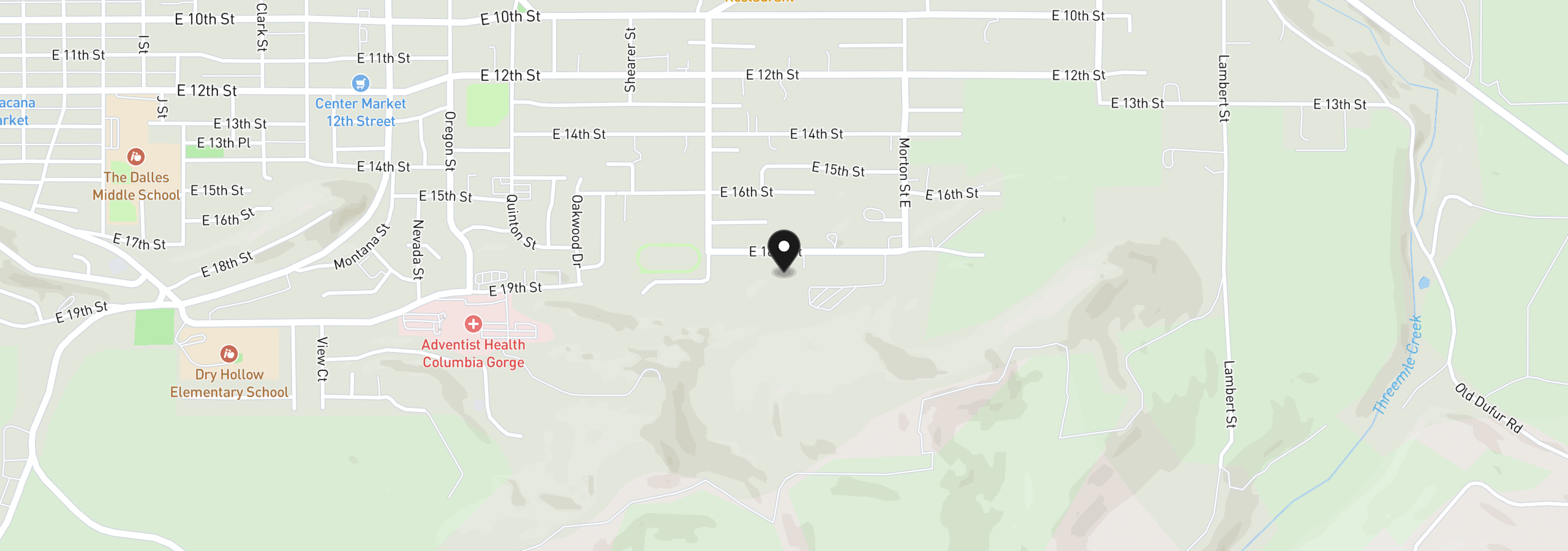 Map showing the location of 0 E 18th St Parcel3, The Dalles, OR 97058