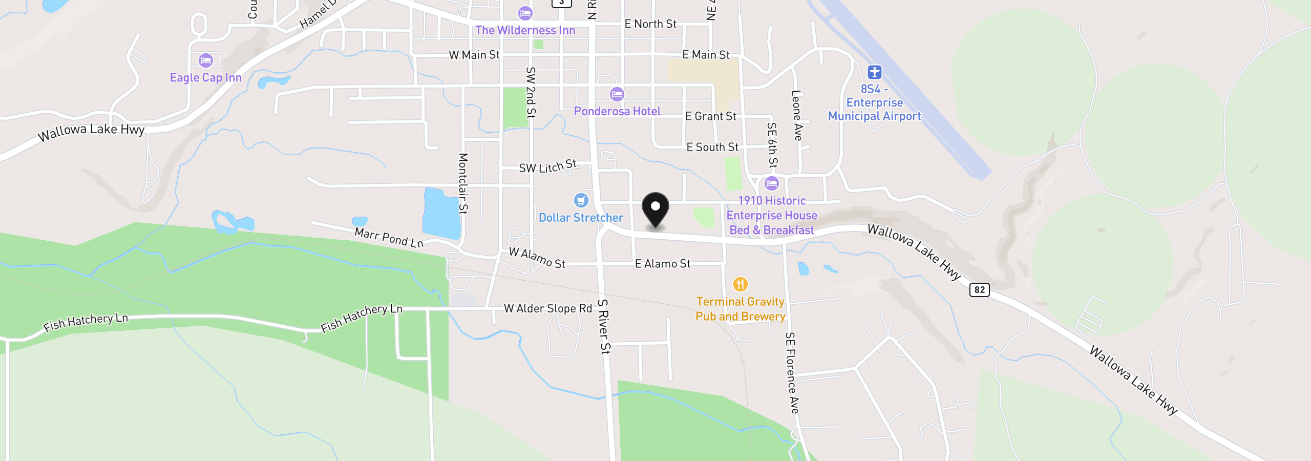 Map showing the location of 300 Residence St, Enterprise, OR 97828