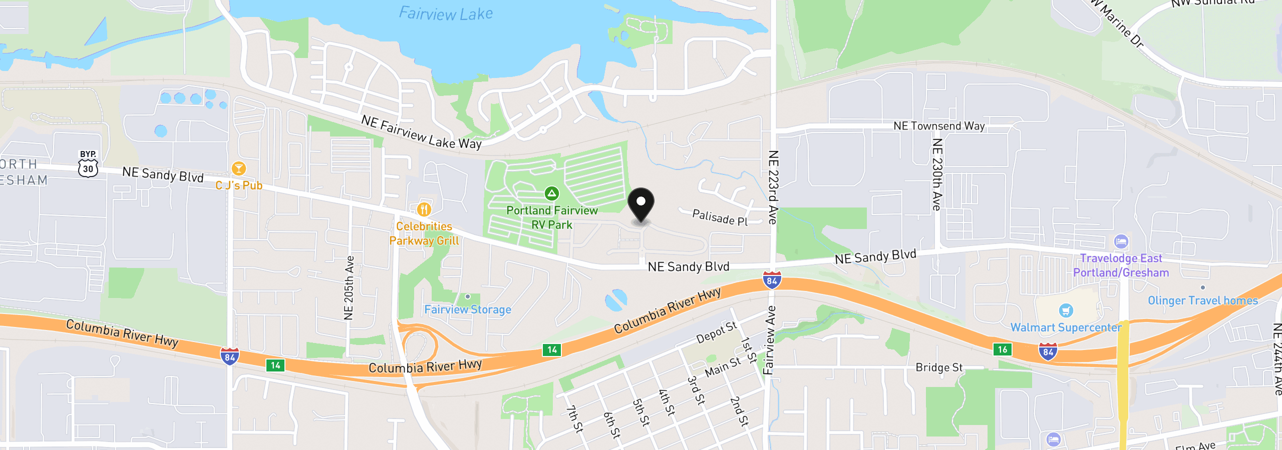 Map showing the location of 21805 NE Heartwood Cir, Fairview, OR 97024