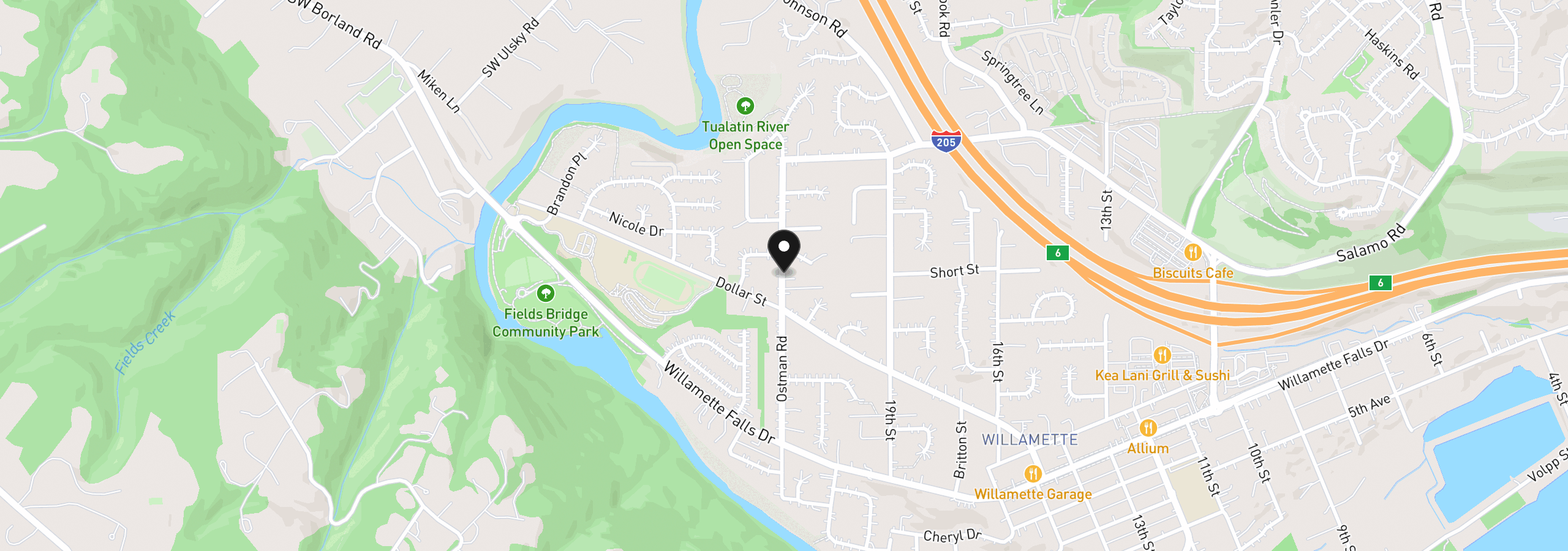 Map showing the location of 2083 Ostman Rd, West Linn, OR 97068