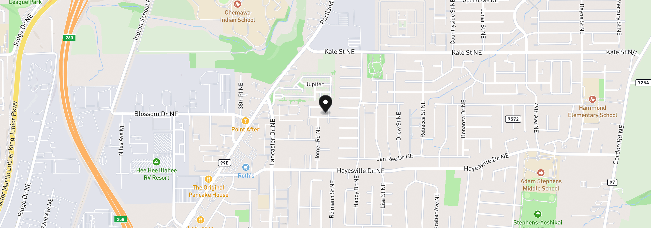 Map showing the location of 4161 NE Geranium Ave, Salem, OR 97305