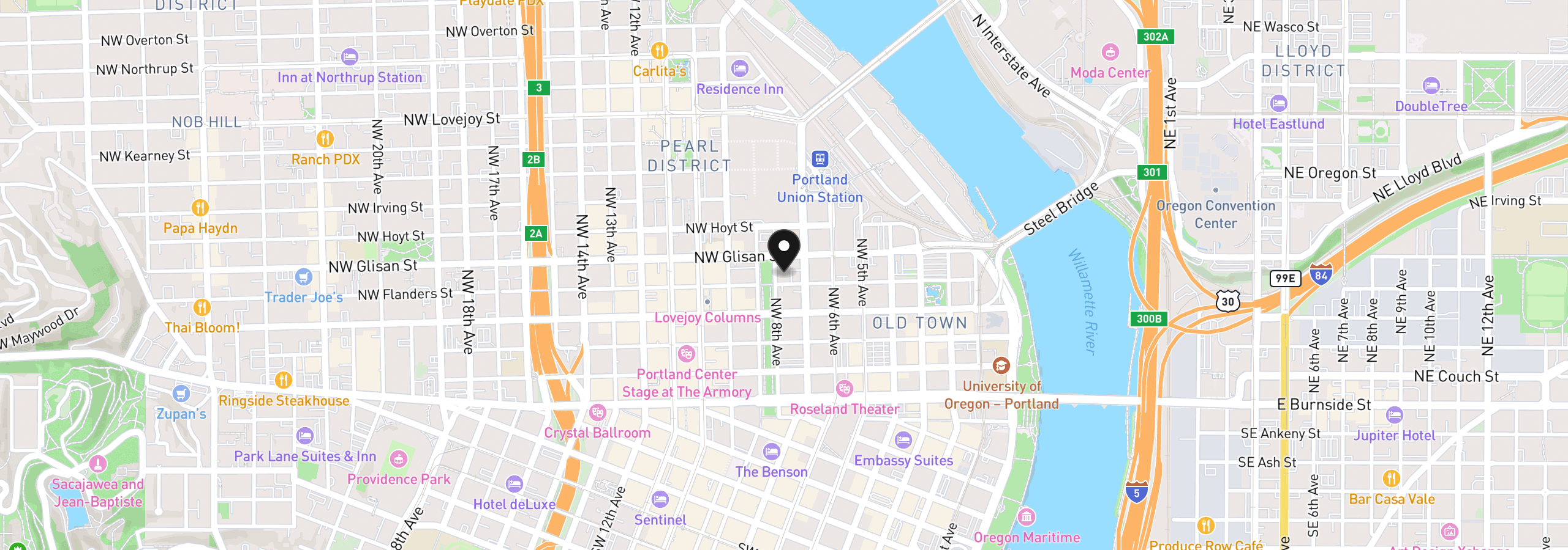 Map showing the location of 725 NW Flanders St 304, Portland, OR 97209