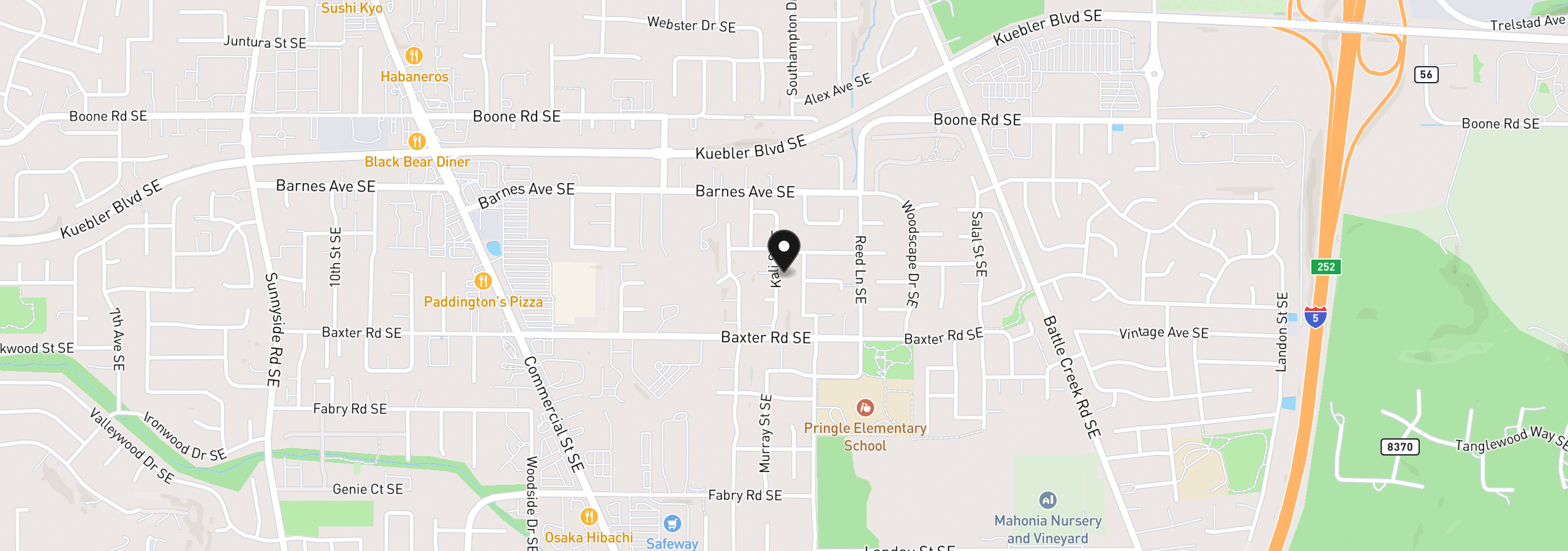 Map showing the location of 5274 Kali St, Salem, OR 97306