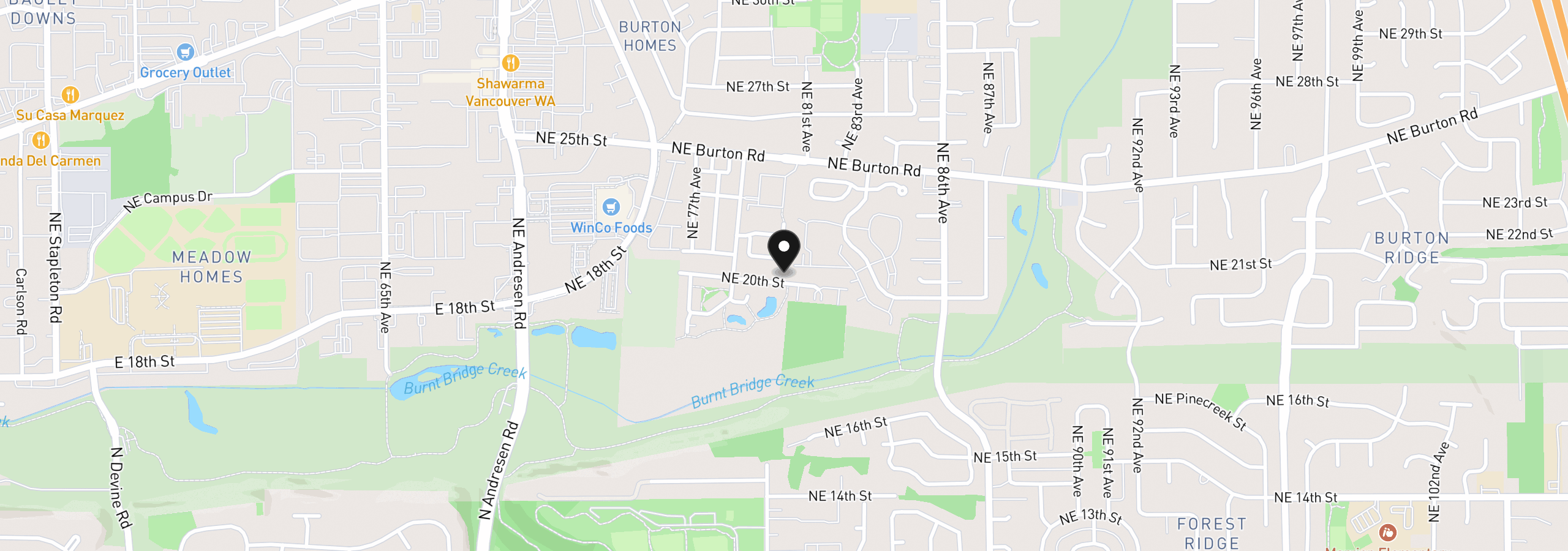 Map showing the location of 8020 NE 20th St, Vancouver, Wa 98664