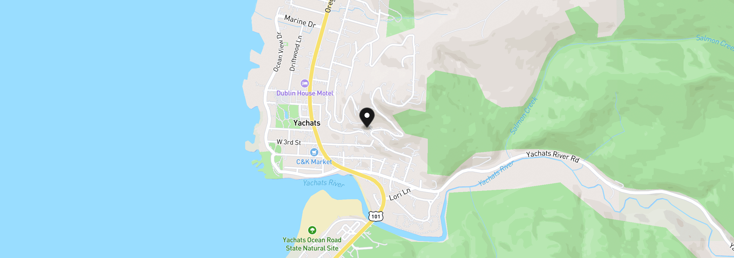 Map showing the location of 355 Horizon Hill Rd, Yachats, OR 97498