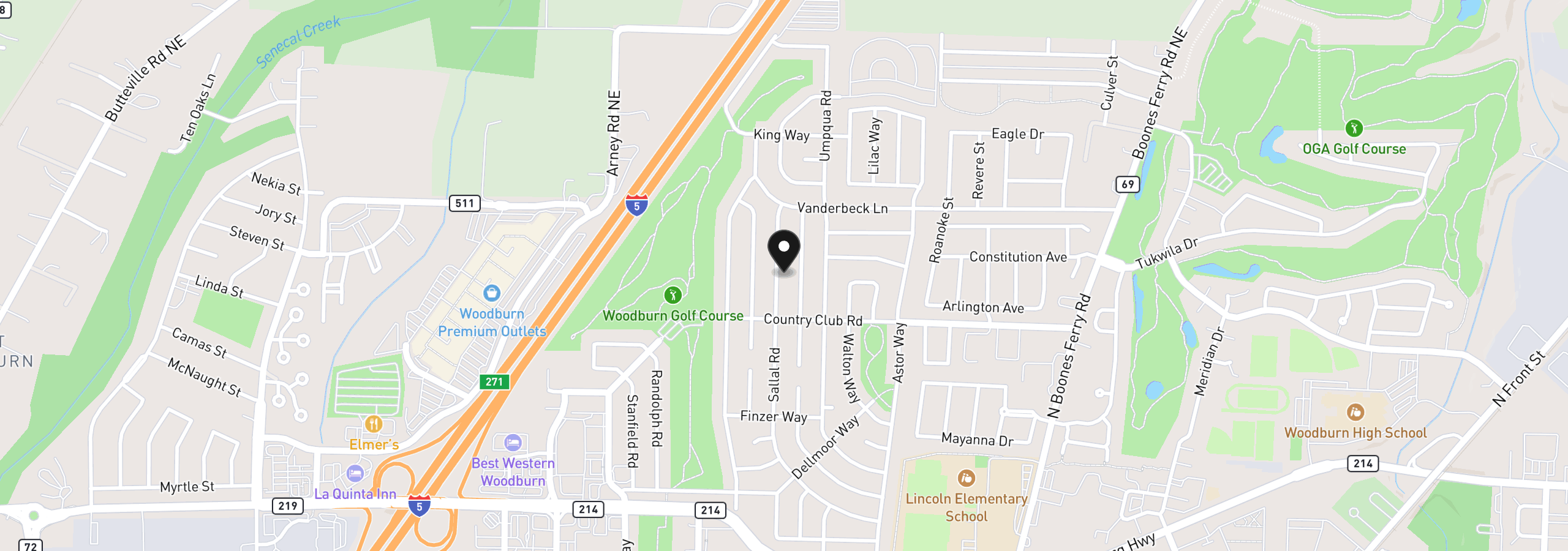 Map showing the location of 1930 Sallal Rd, Woodburn, OR 97071