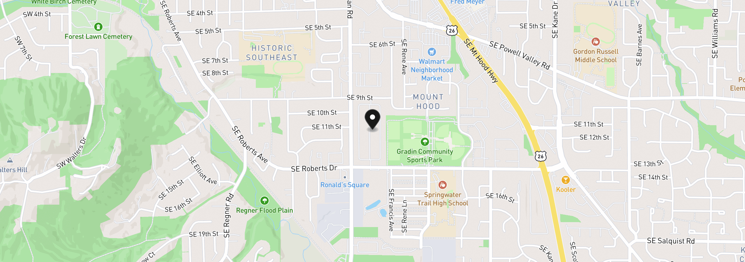 Map showing the location of 1949 SE Palmquist Rd 89, Gresham, OR 97080